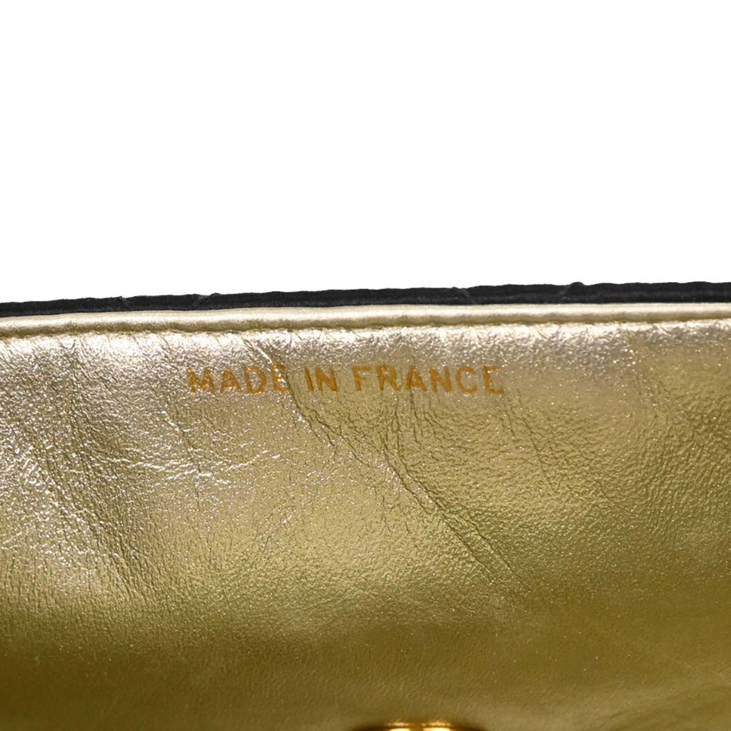 Chanel 1991-1994 Black Satin Mini Classic Square Flap Shoulder Bag