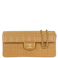 Chanel 2002-2003 Beige Lambskin East West Choco Bar Shoulder Bag