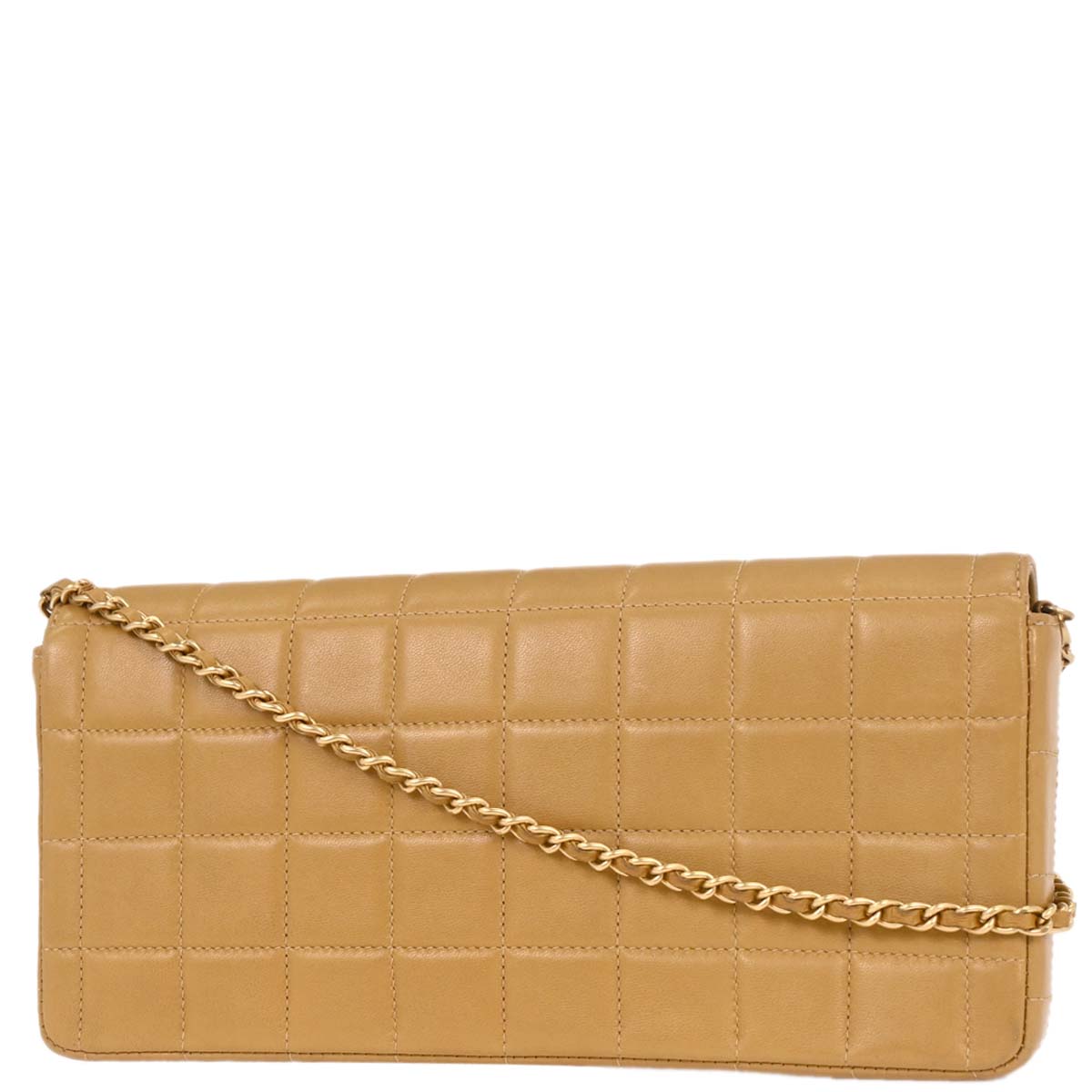 Chanel 2002-2003 Beige Lambskin East West Choco Bar Shoulder Bag