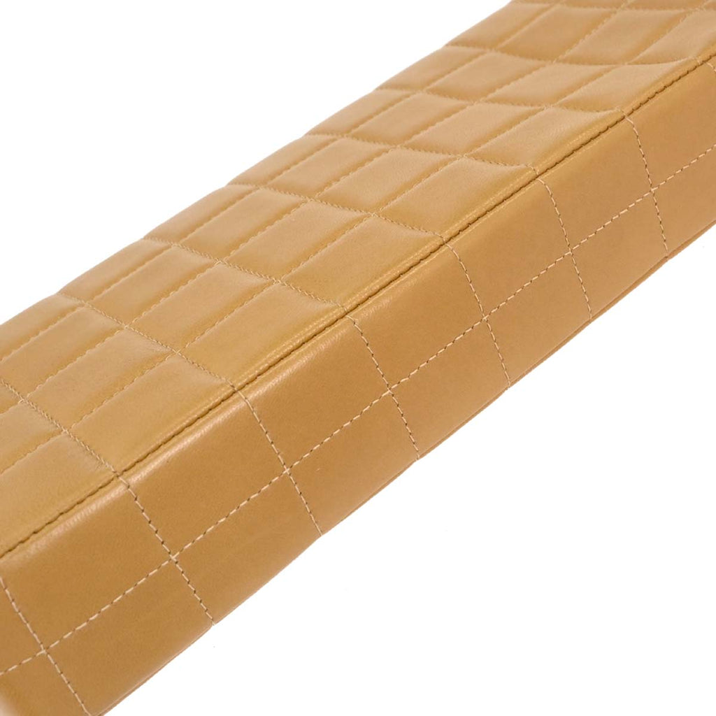 Chanel 2002-2003 Beige Lambskin East West Choco Bar Shoulder Bag