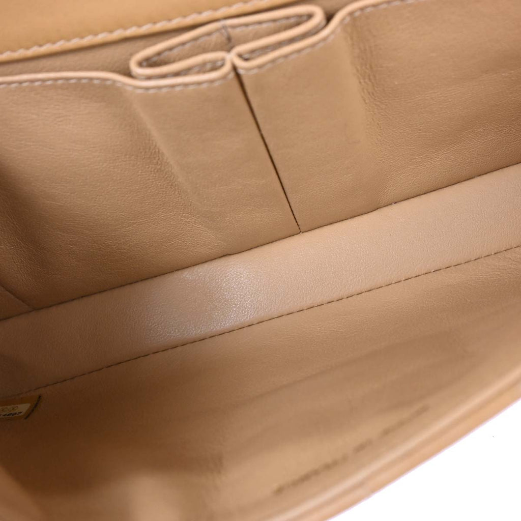 Chanel 2002-2003 Beige Lambskin East West Choco Bar Shoulder Bag