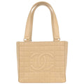 Chanel 2003-2004 Beige Lambskin Choco Bar Tote Bag