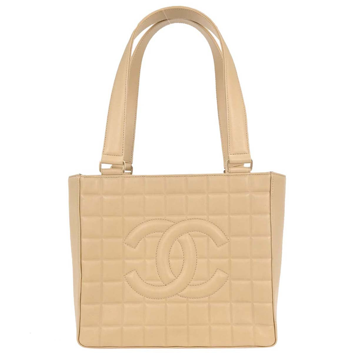 Chanel 2003-2004 Beige Lambskin Choco Bar Tote Bag