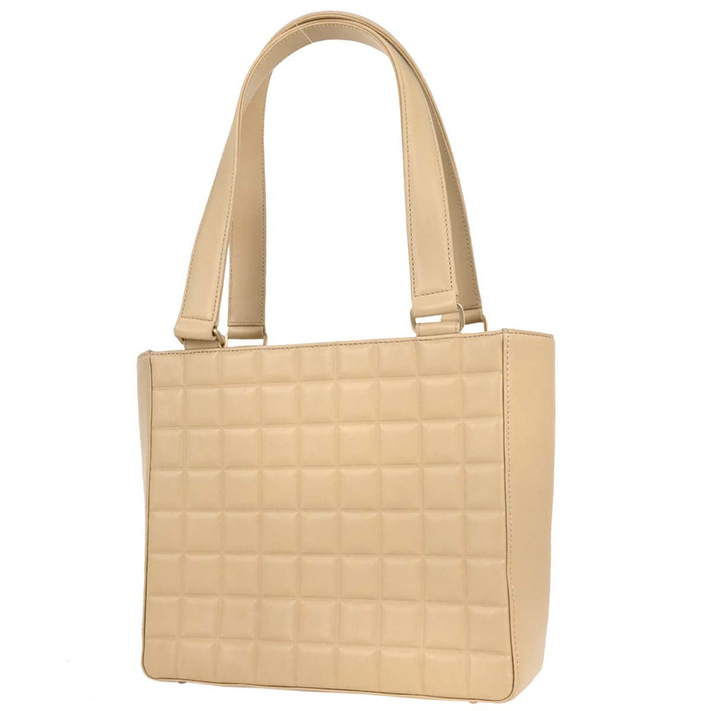 Chanel 2003-2004 Beige Lambskin Choco Bar Tote Bag
