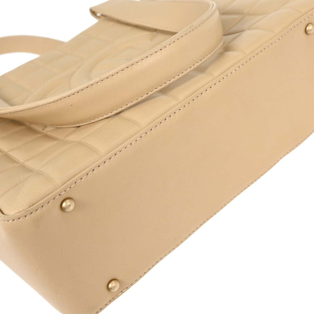 Chanel 2003-2004 Beige Lambskin Choco Bar Tote Bag