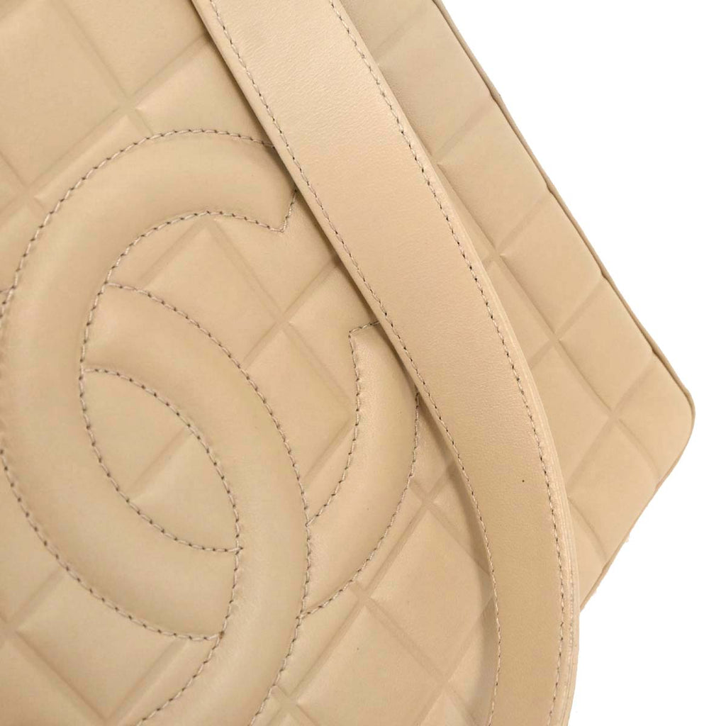 Chanel 2003-2004 Beige Lambskin Choco Bar Tote Bag