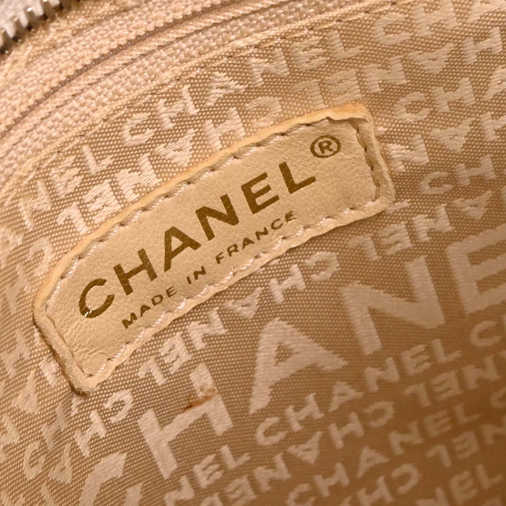 Chanel 2003-2004 Beige Lambskin Choco Bar Tote Bag