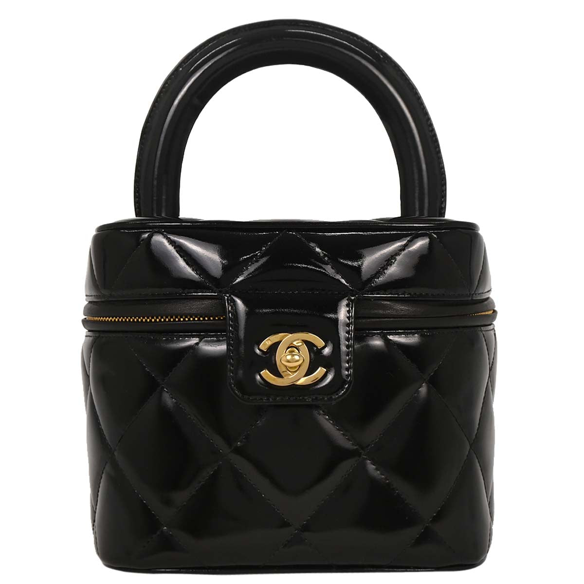 Chanel 1996-1997 Black Patent Leather Vanity Handbag