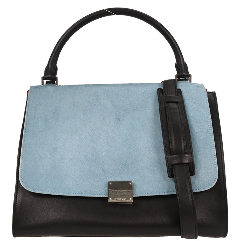 Celine * Pony Hair Tricolor Trapeze 2way Shoulder Handbag