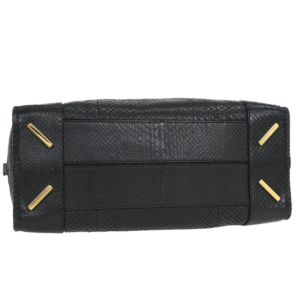 Loewe * Black Python Amazona 36 Handbag
