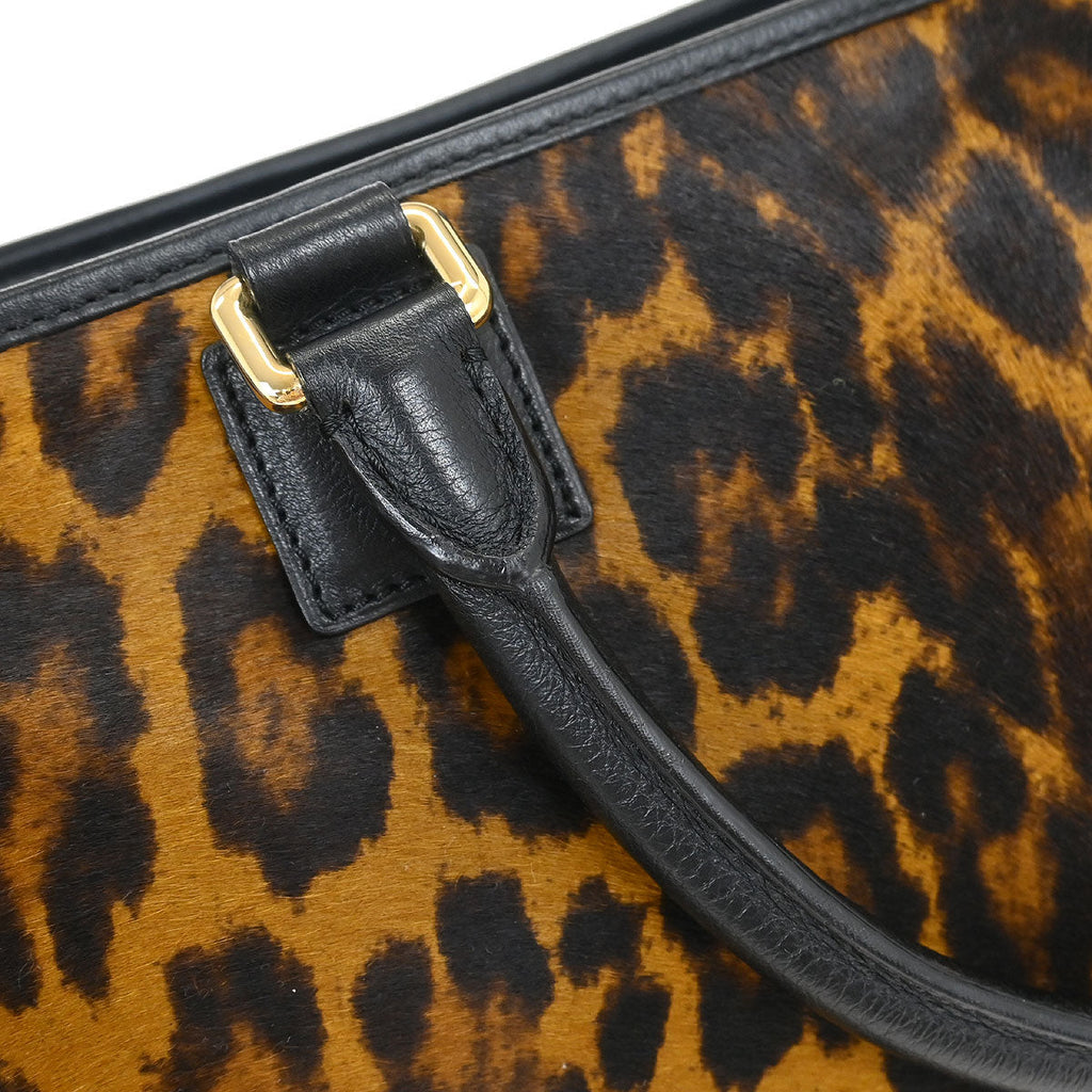 Loewe * Pony Hair Brown Leopard Amazona 36 Handbag