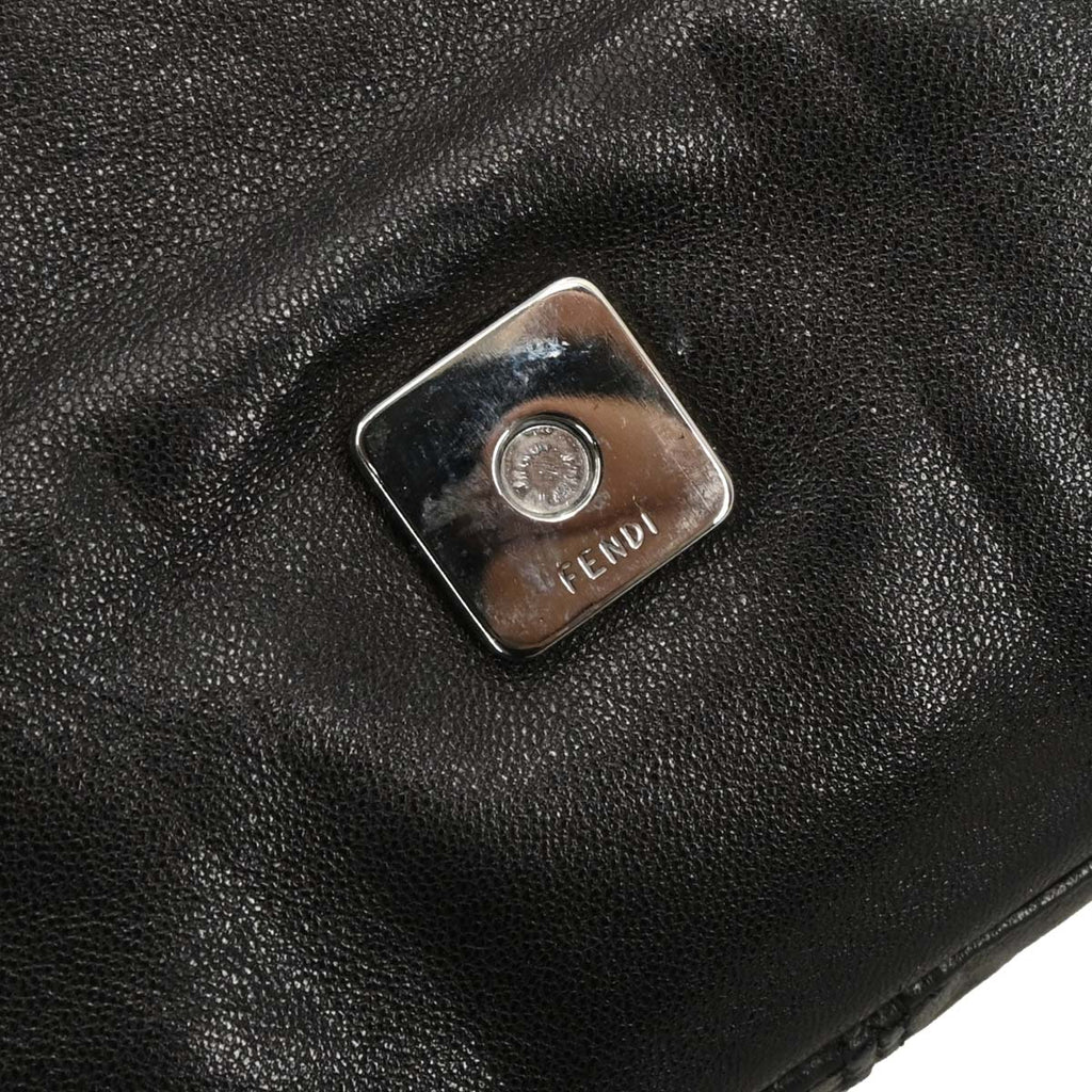 Fendi Black Lambskin Baguette Handbag
