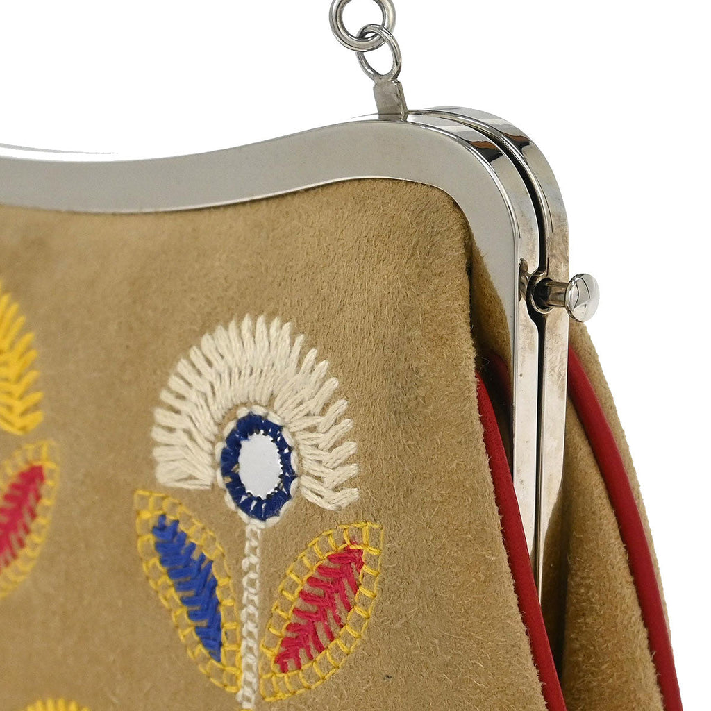 Christian Dior Beige Red Suede Saddle Handbag