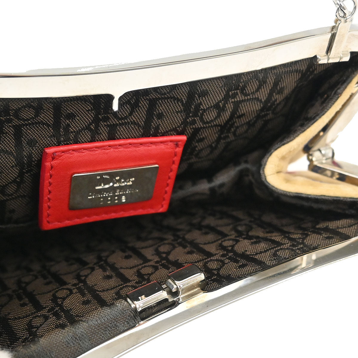 Christian Dior Beige Red Suede Saddle Handbag