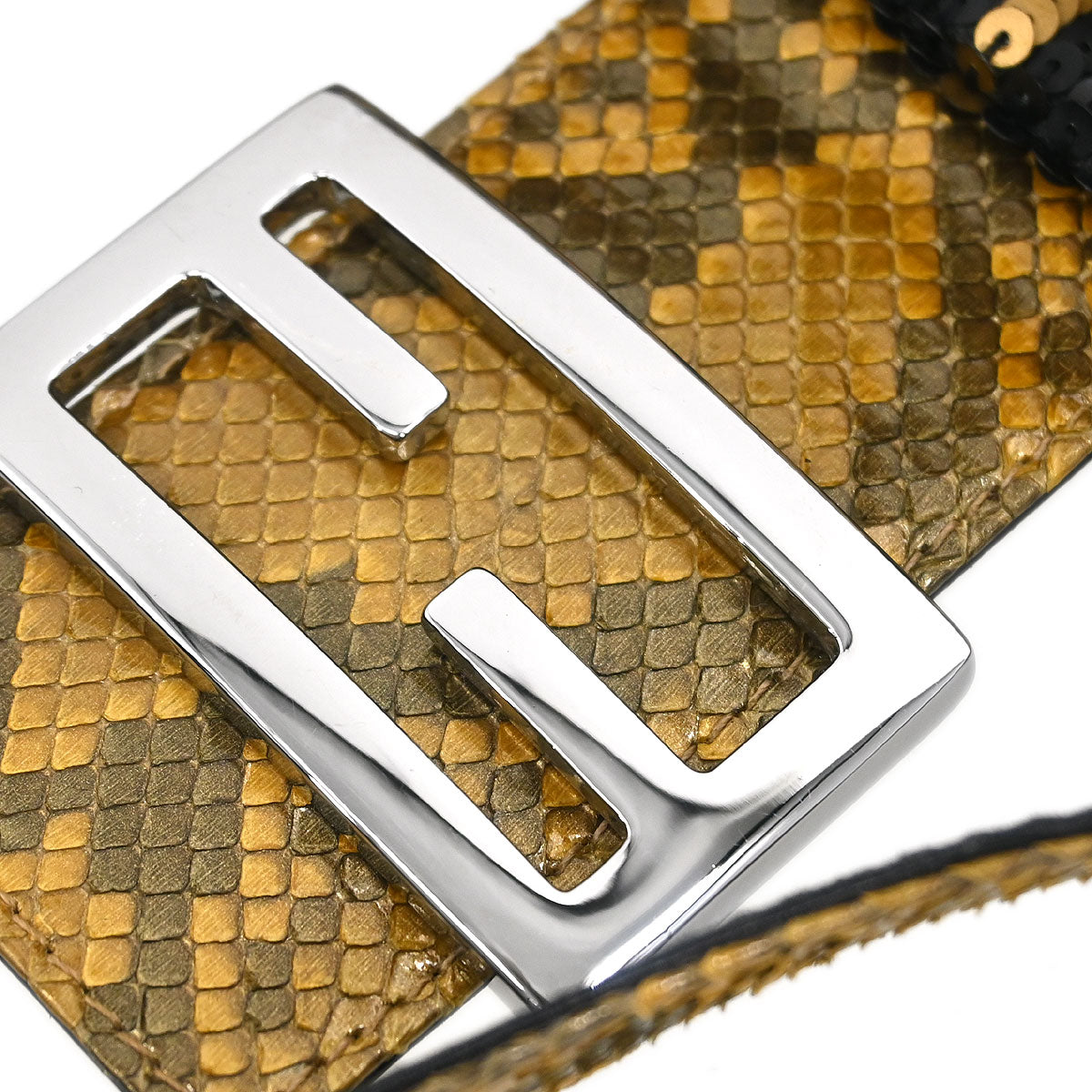 Fendi * Gold Black Sequins Zucca Shoulder Bag