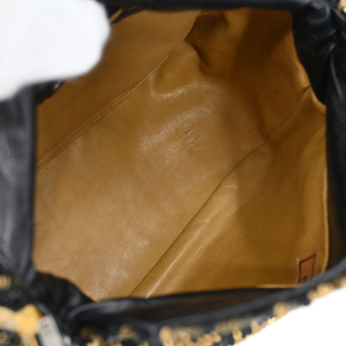 Fendi * Gold Black Sequins Zucca Shoulder Bag