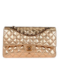 Chanel * 2008-2009 Gold Lambskin Medium Classic Double Flap Shoulder Bag