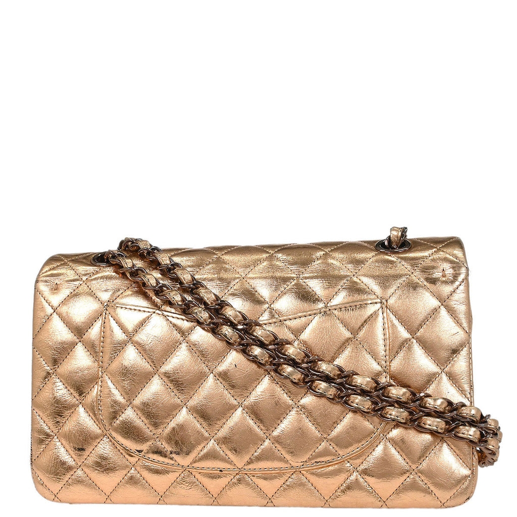 Chanel * 2008-2009 Gold Lambskin Medium Classic Double Flap Shoulder Bag