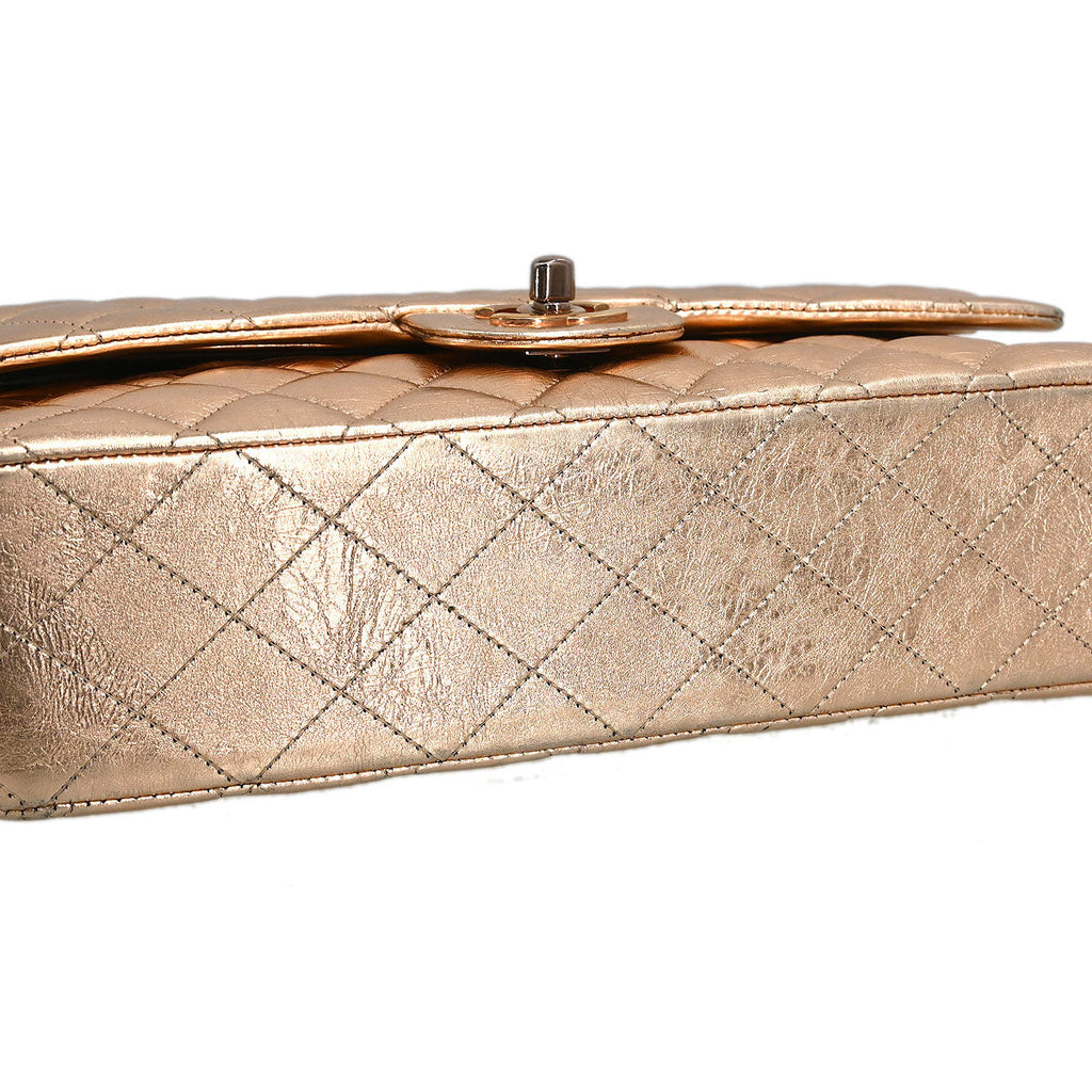 Chanel * 2008-2009 Gold Lambskin Medium Classic Double Flap Shoulder Bag