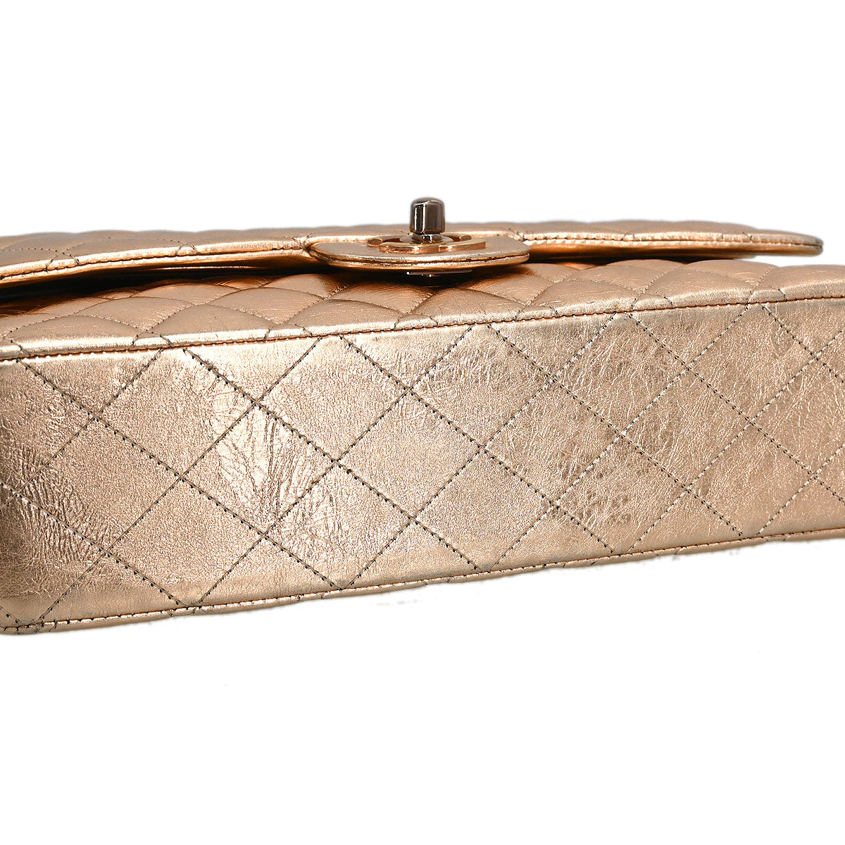 Chanel * 2008-2009 Gold Lambskin Medium Classic Double Flap Shoulder Bag