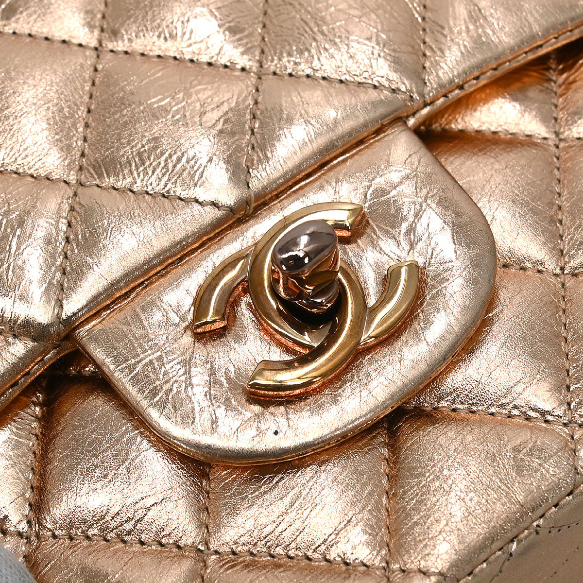 Chanel * 2008-2009 Gold Lambskin Medium Classic Double Flap Shoulder Bag