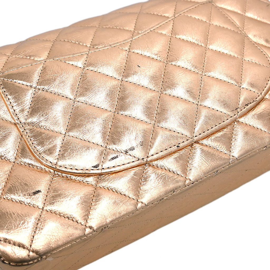 Chanel * 2008-2009 Gold Lambskin Medium Classic Double Flap Shoulder Bag