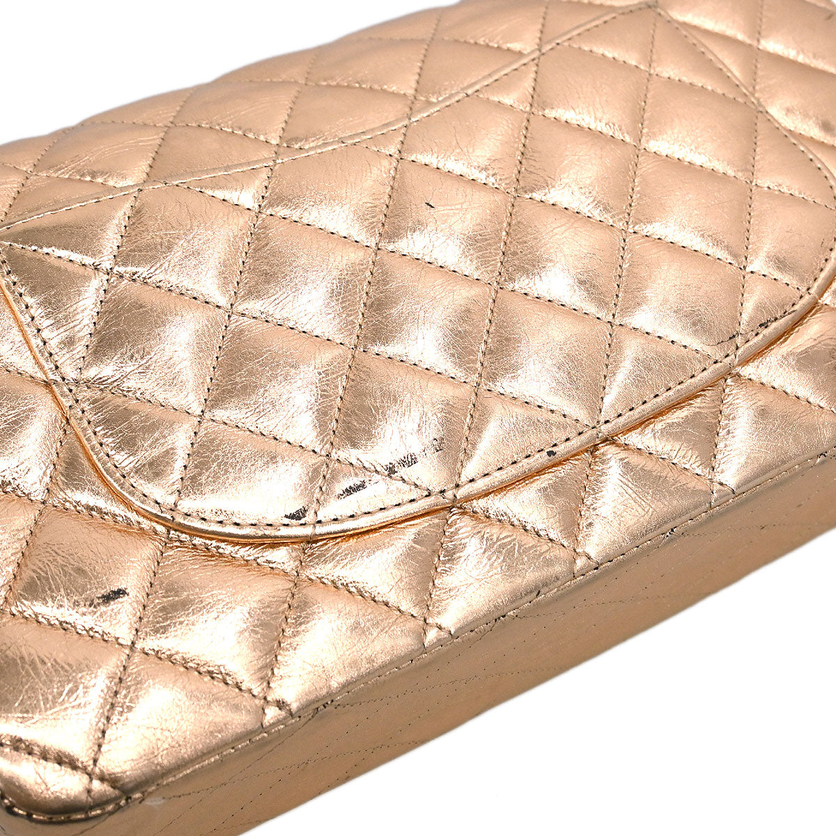 Chanel * 2008-2009 Gold Lambskin Medium Classic Double Flap Shoulder Bag