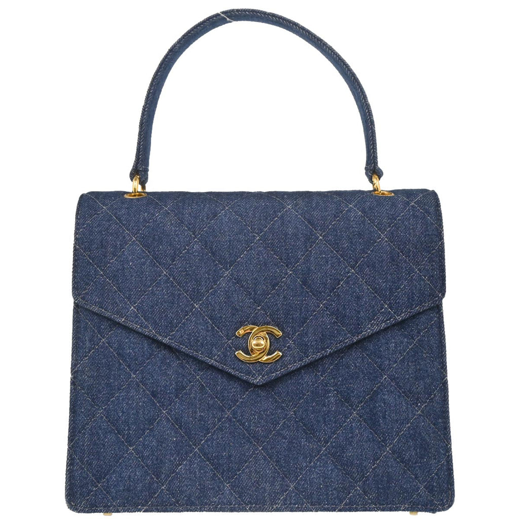 Chanel 1997-1999 Blue Denim Top Handle Handbag