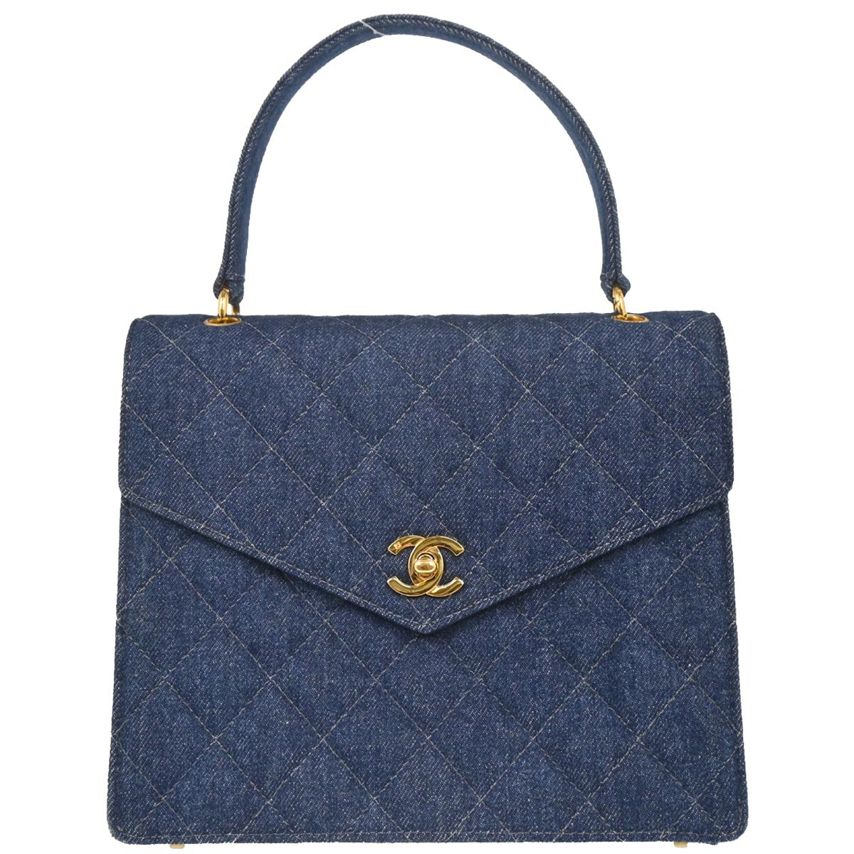 Chanel 1997-1999 Blue Denim Top Handle Handbag