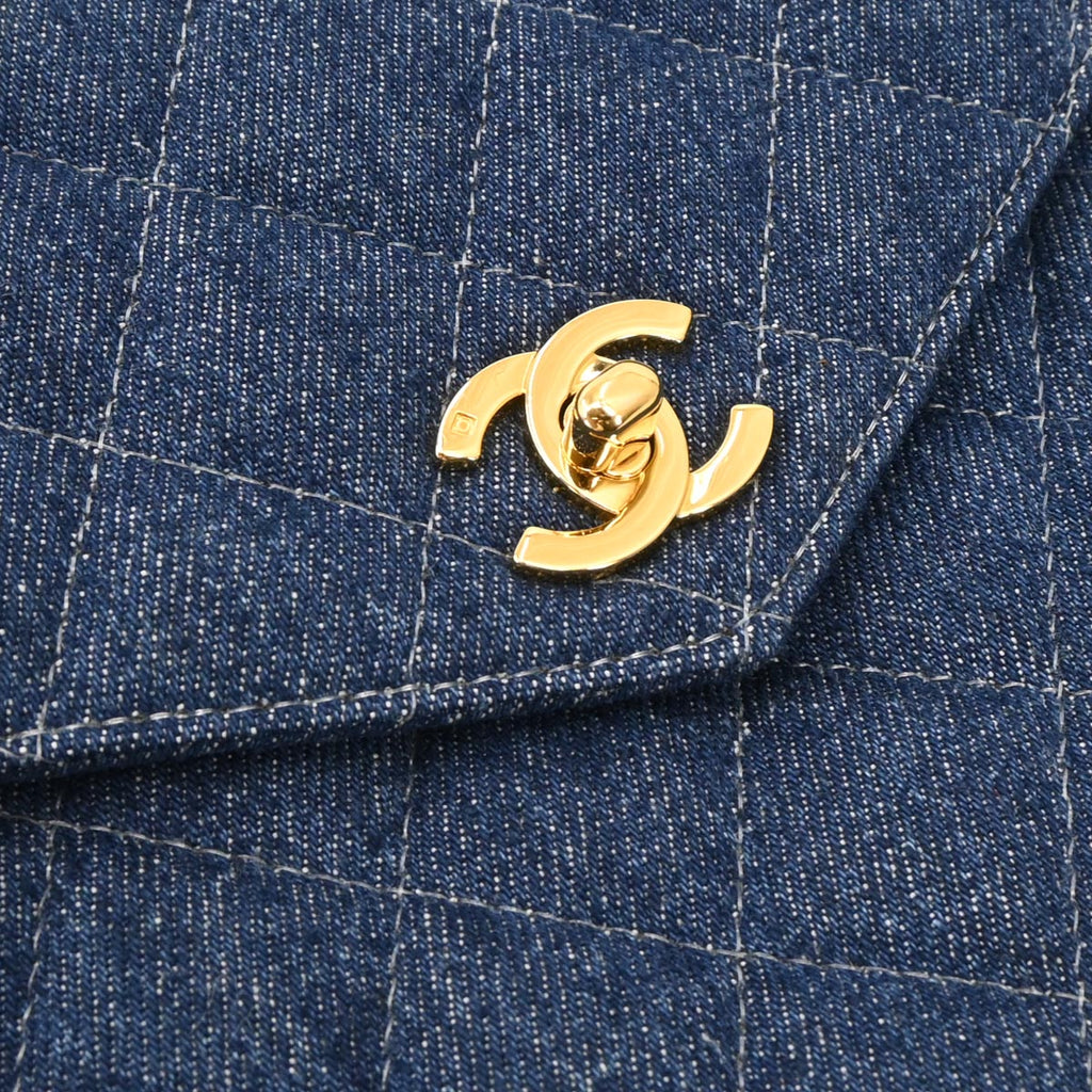 Chanel 1997-1999 Blue Denim Top Handle Handbag