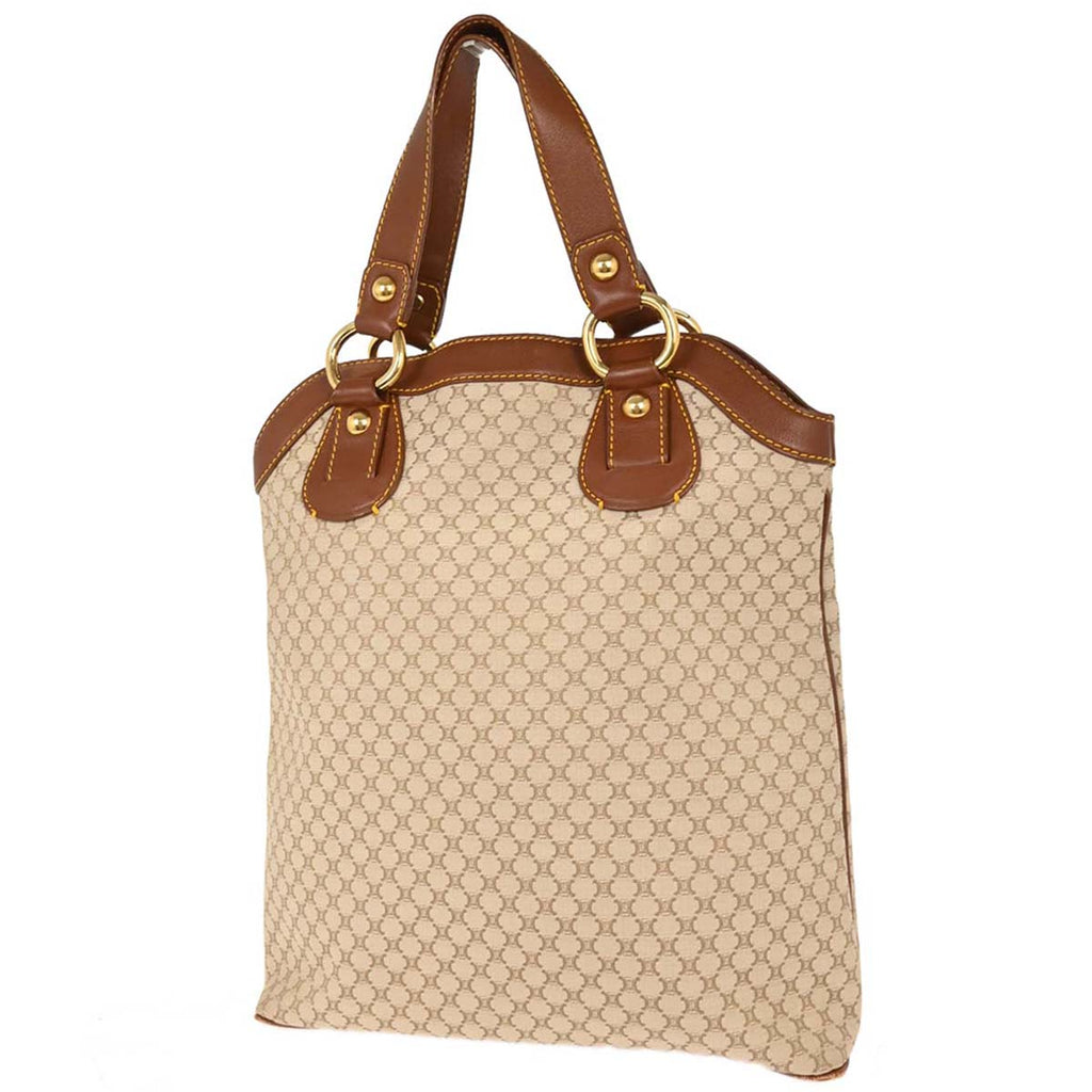 Celine * White Canvas Macadam Tote Handbag