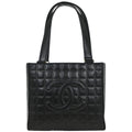 Chanel 2002-2003 Black Lambskin Choco Bar Tote Bag