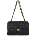 Chanel 1996-1997 Black Lambskin Double Sided Flap Shoulder Bag