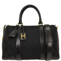 Chanel 1989-1991 Black Canvas Lambskin Bicolore 2way Shoulder Duffle Handbag