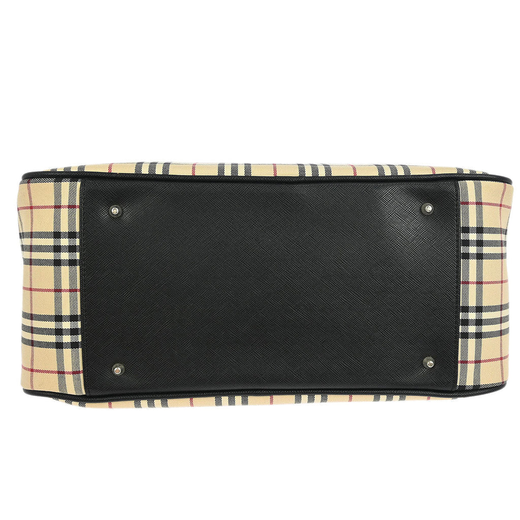 Burberry Beige Canvas Burberry Check Handbag