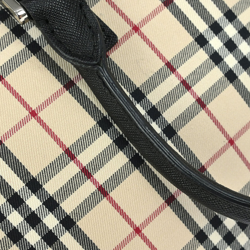 Burberry Beige Canvas Burberry Check Handbag
