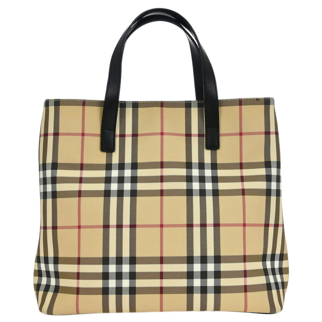 Burberry Beige PVC Burberry Check Tote Handbag