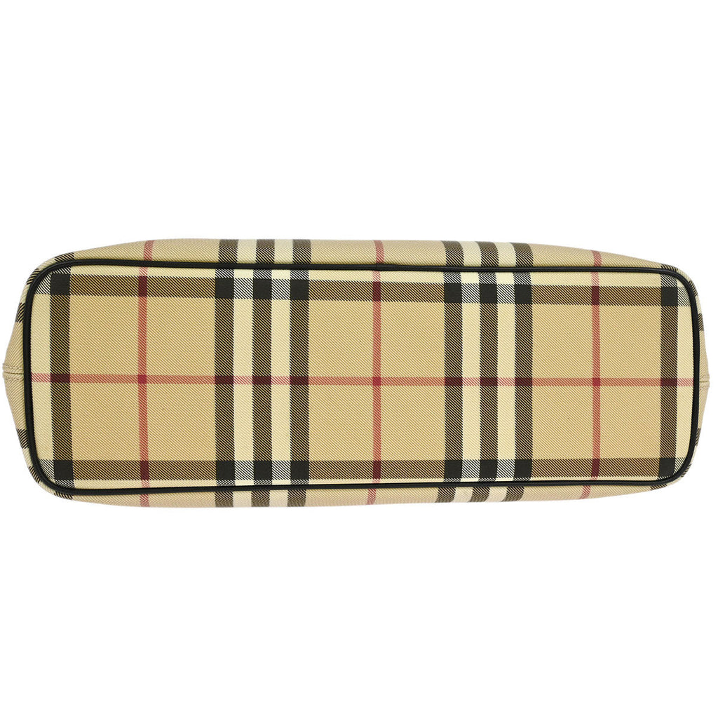 Burberry Beige PVC Burberry Check Tote Handbag