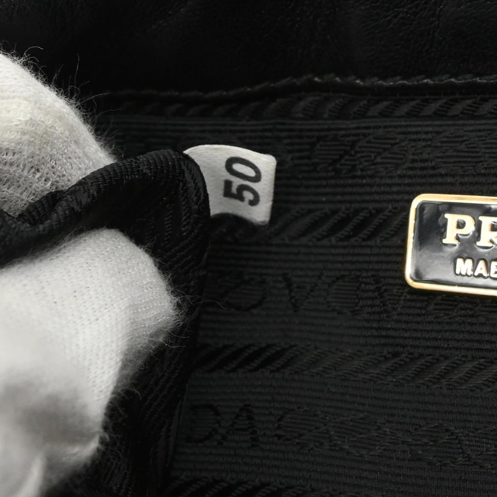 Prada Black Leather Metal Grommet Handbag