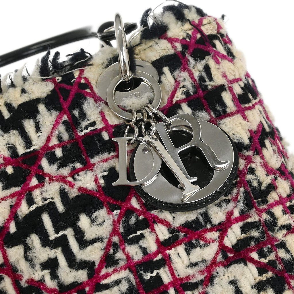 Christian Dior Purple Tweed Medium Lady Dior Cannage 2way Shoulder Handbag