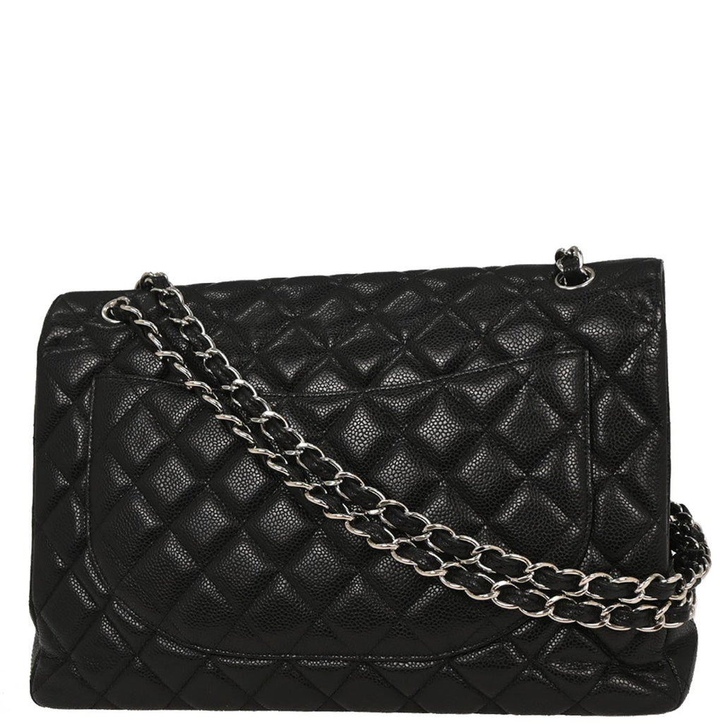 Chanel 2010-2011 Black Caviar Maxi Single Flap Shoulder Bag