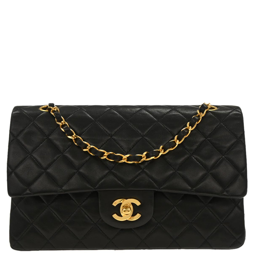 Chanel Black Lambskin Medium Classic Double Flap Shoulder Bag