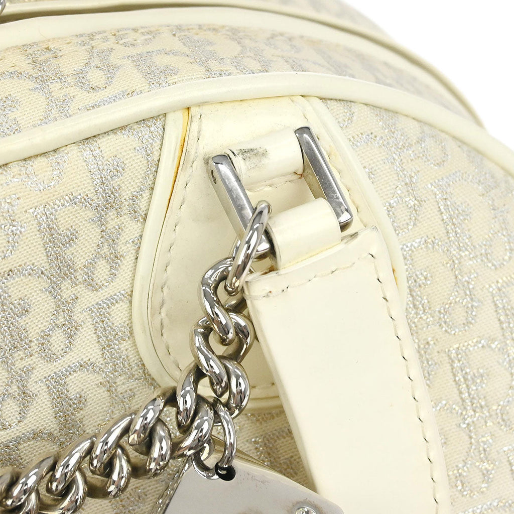 Christian Dior White Gambler Dice Trotter Handbag