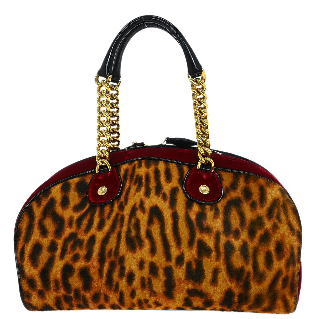 Christian Dior Brown Pony Hair Gambler Dice Handbag
