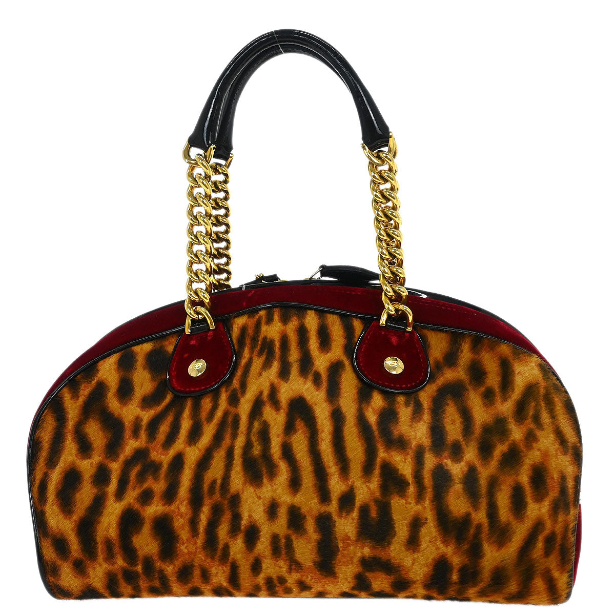 Christian Dior Brown Pony Hair Gambler Dice Handbag