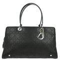 Christian Dior Black Lambskin Cannage Tote Handbag