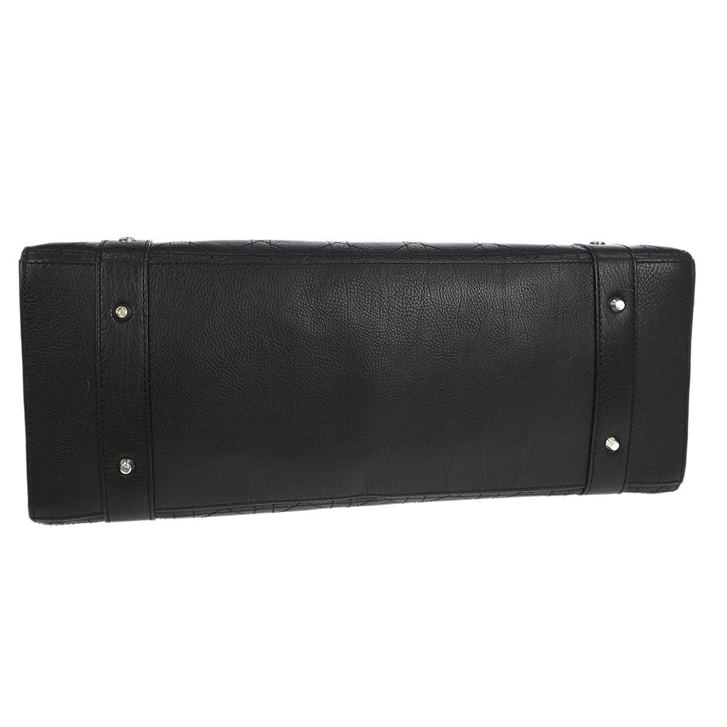 Christian Dior Black Lambskin Cannage Tote Handbag