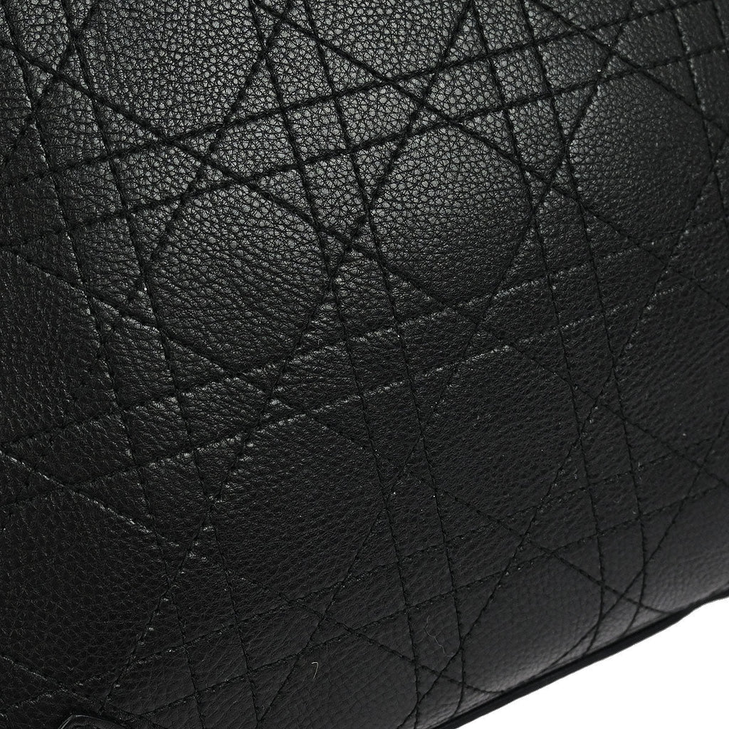 Christian Dior Black Lambskin Cannage Tote Handbag