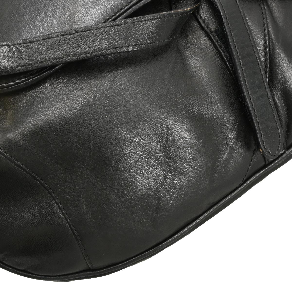 Christian Dior Black Leather Saddle Handbag
