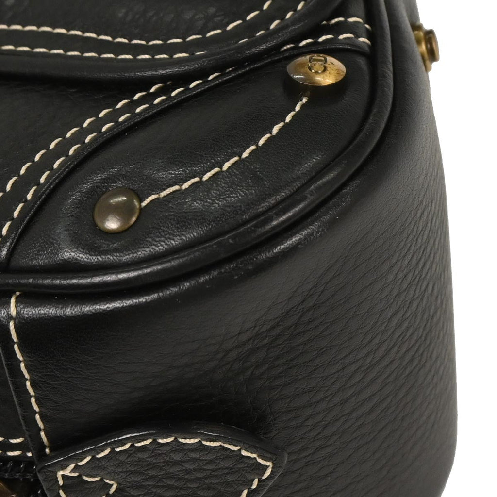 Christian Dior Black Leather Double Saddle Handbag